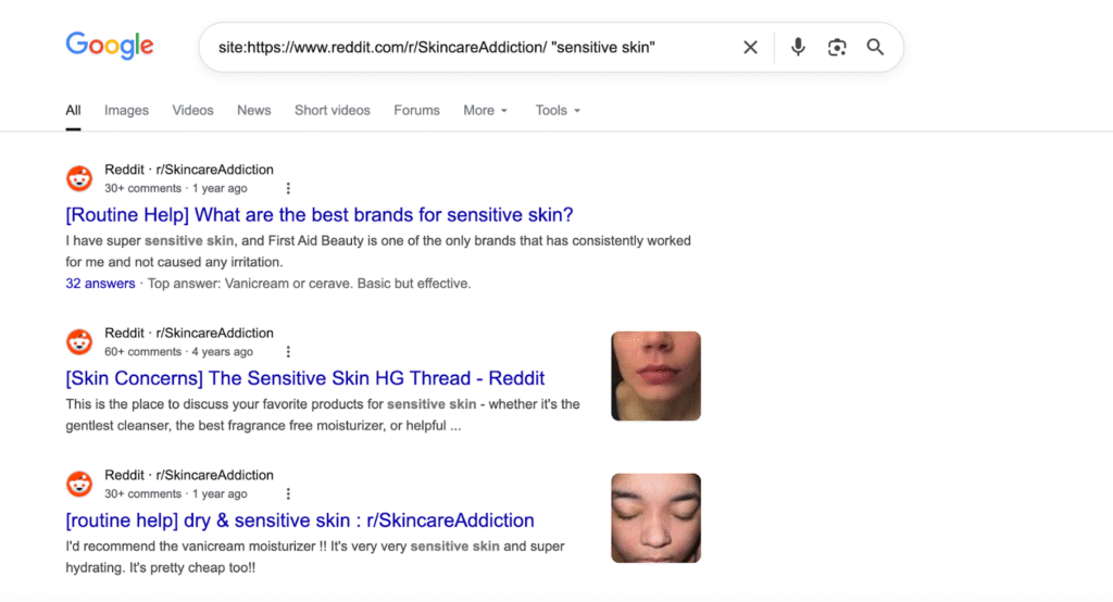 Screenshot: How To Use Reddit For Niche SEO Keyword Research