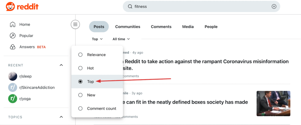 Screenshot: How to Identify Niche Keywords on Reddit