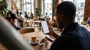 A man checking google for a service