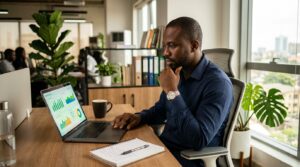 A man working on a laptop