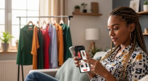 A woman shopping on her phone