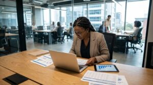 A lady analyzing performance data