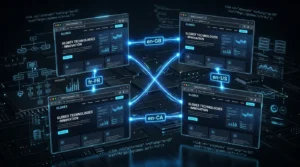 futuristic technology visualisation of website language connections