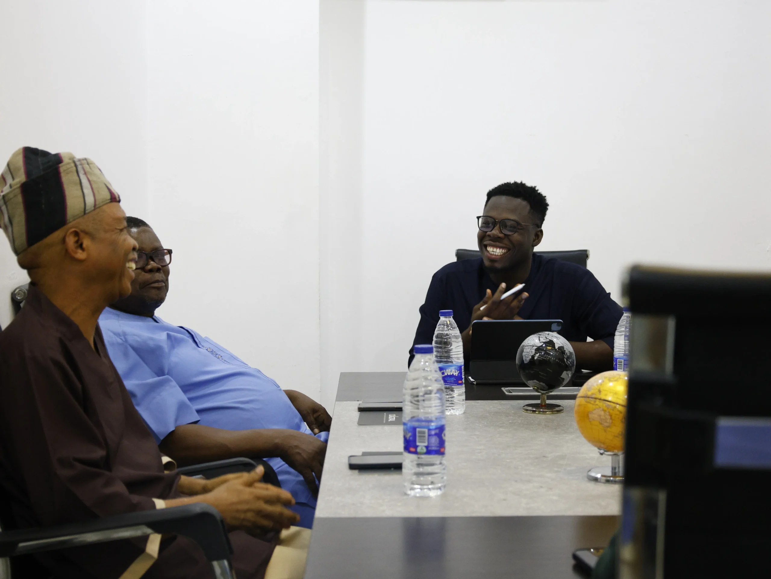 Oxgital team in discussion with Saka and the Citi Buildings panel during a brand ambassador campaign meeting